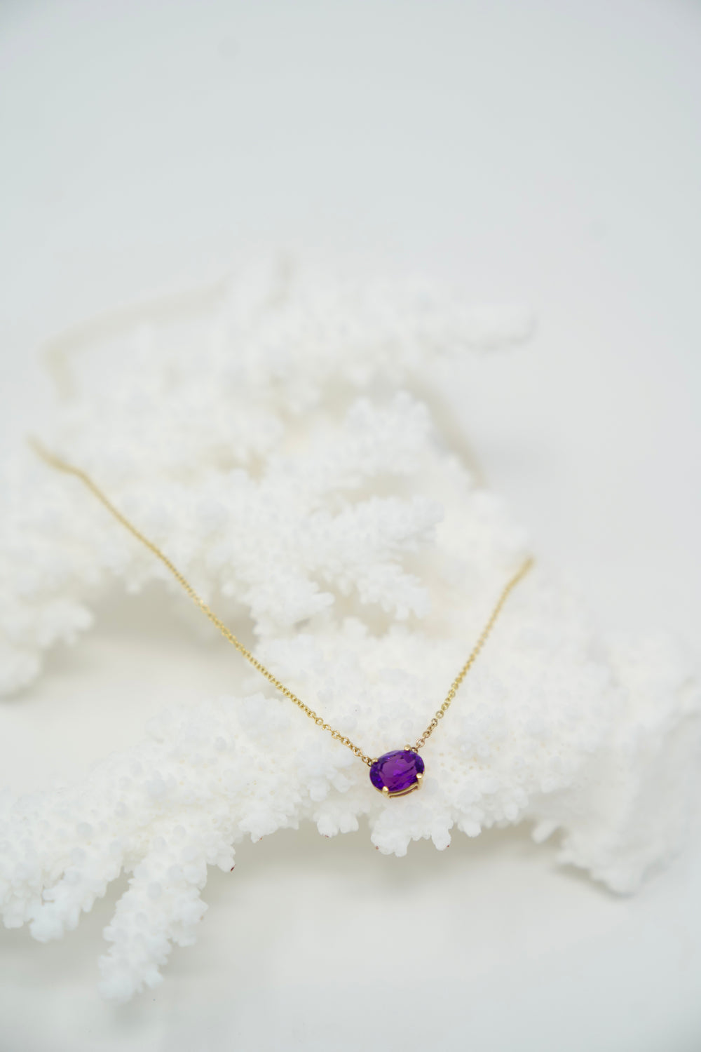 East-West Amethyst Pendent Necklace
