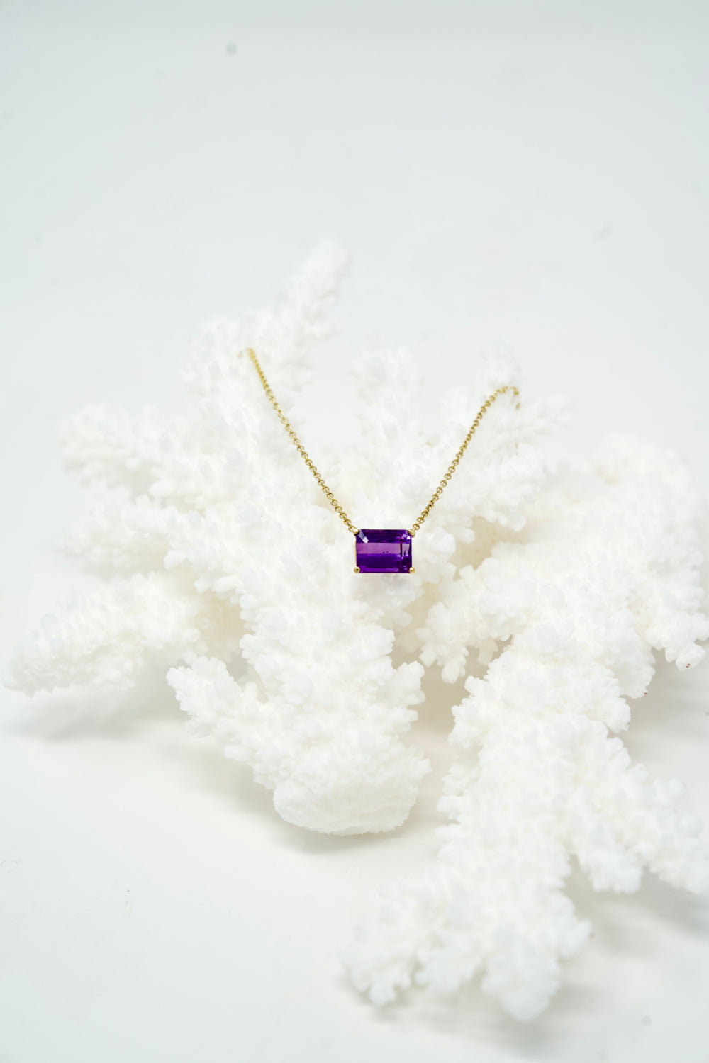 East-West Amethyst Pendent Necklace