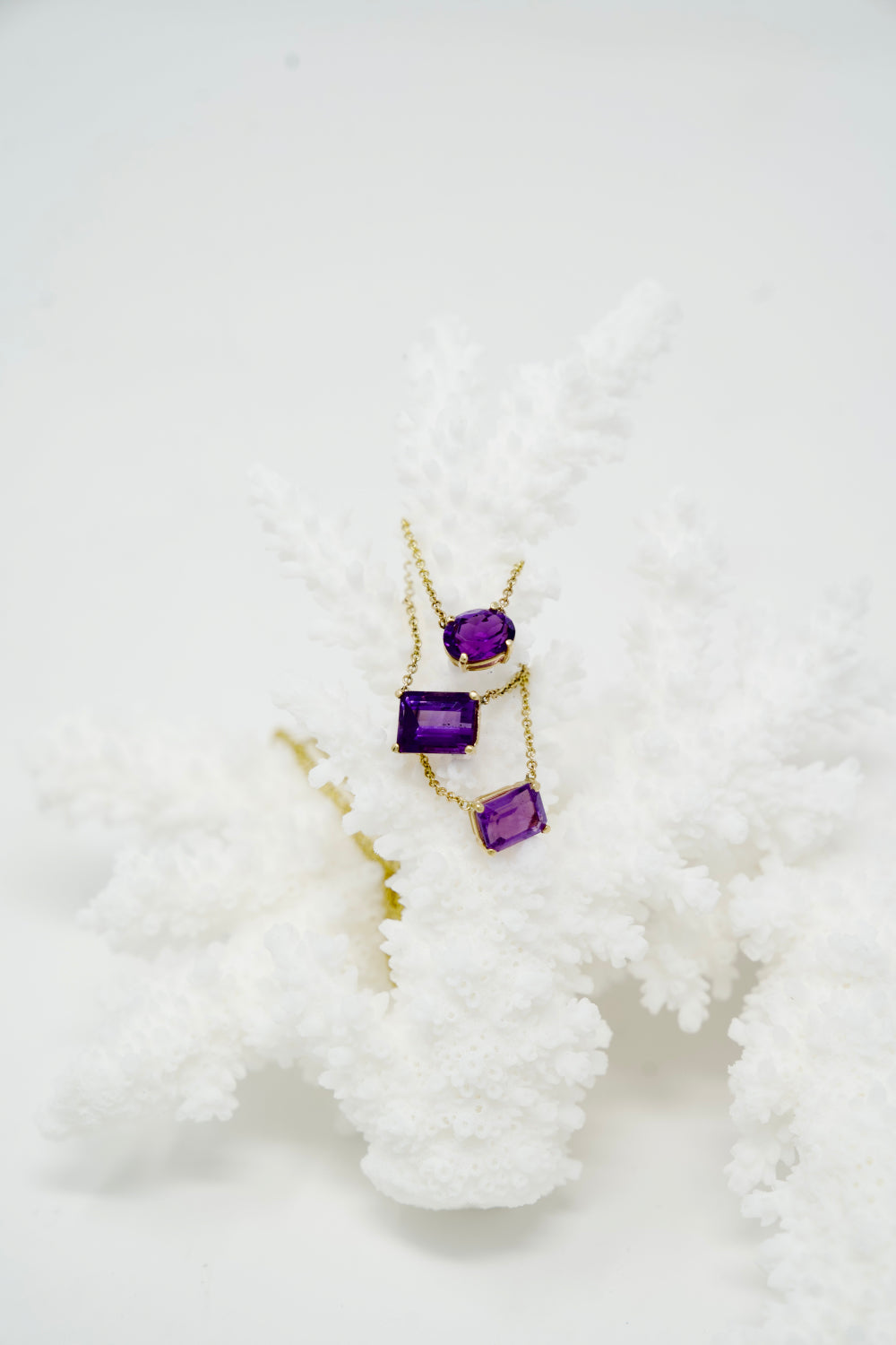 East-West Amethyst Pendent Necklace