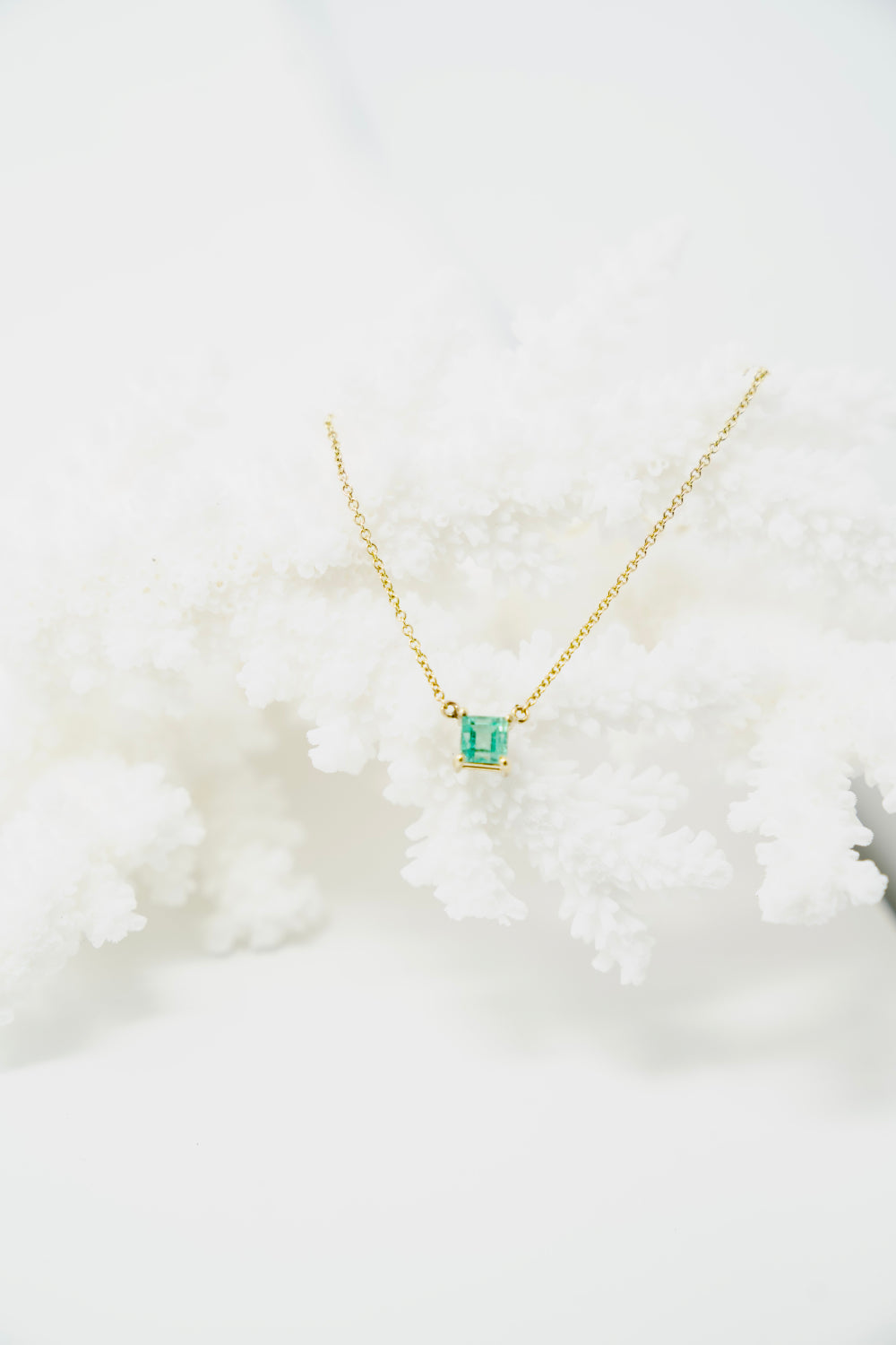 Square Emerald Pendant Necklace