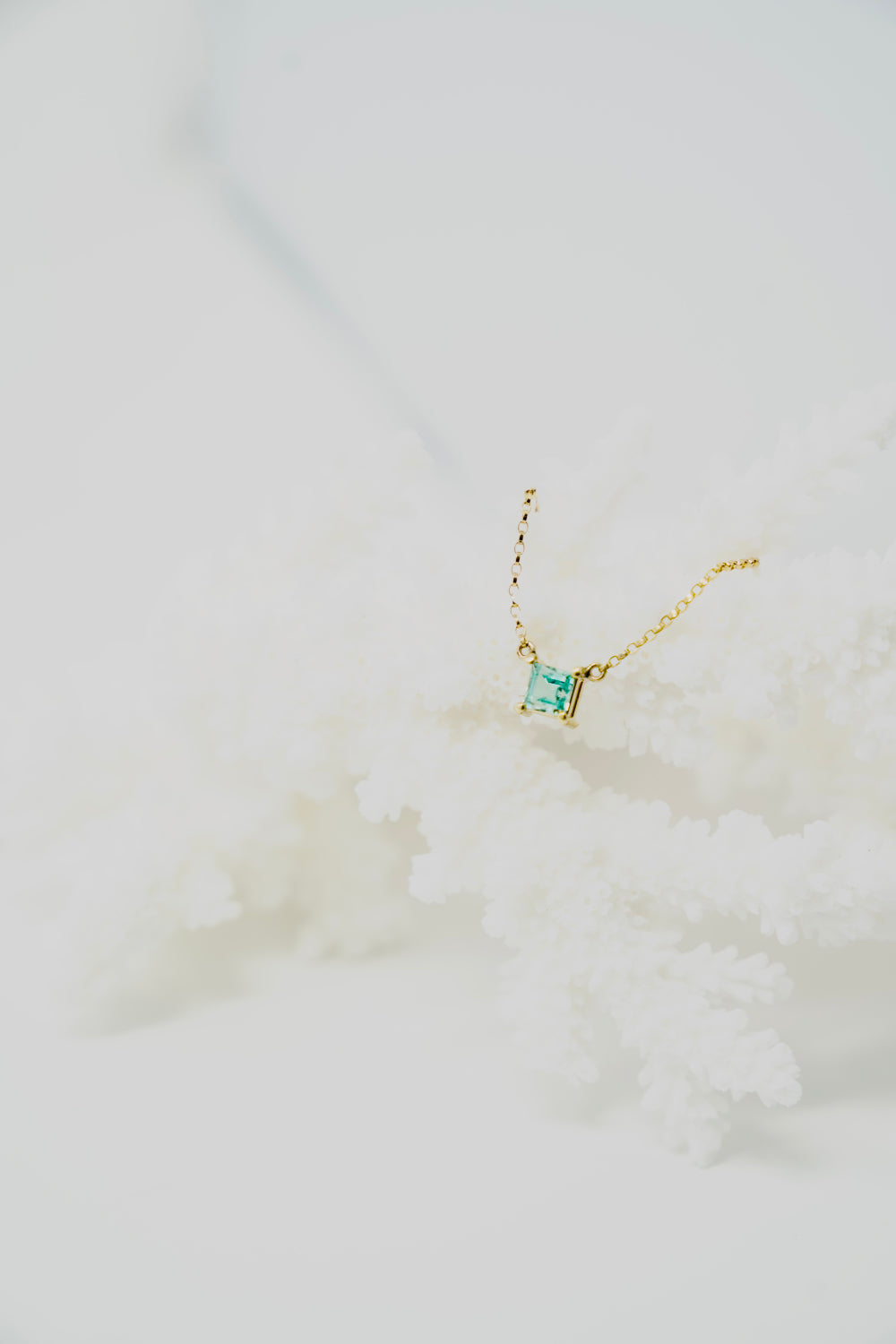 Square Emerald Pendant Necklace