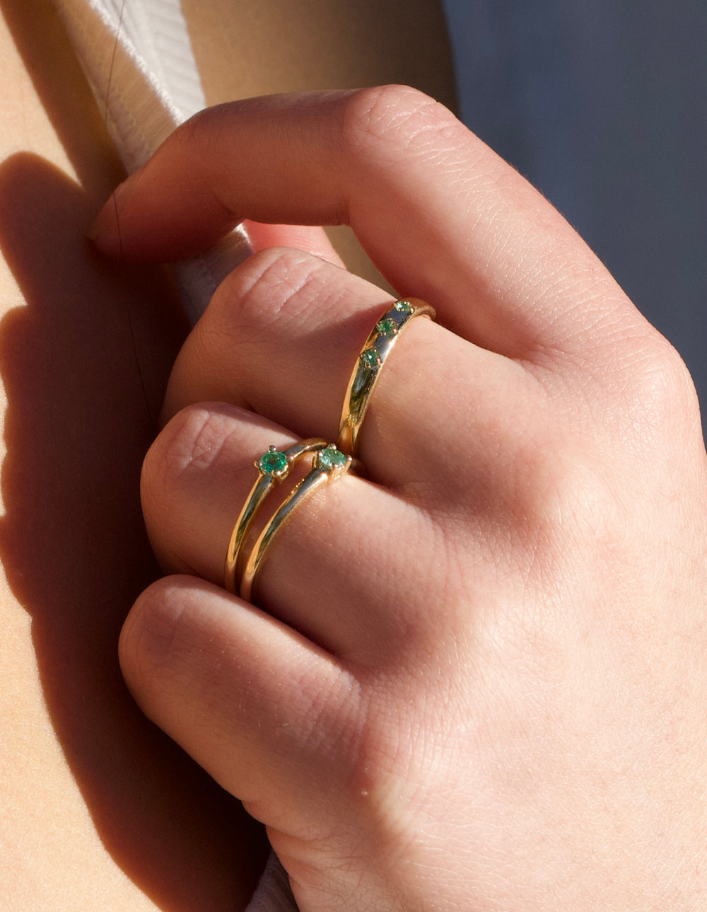 Round Emerald Stacker Rings