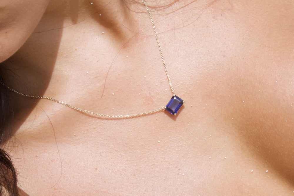 East-West Iolite Pendant Necklace