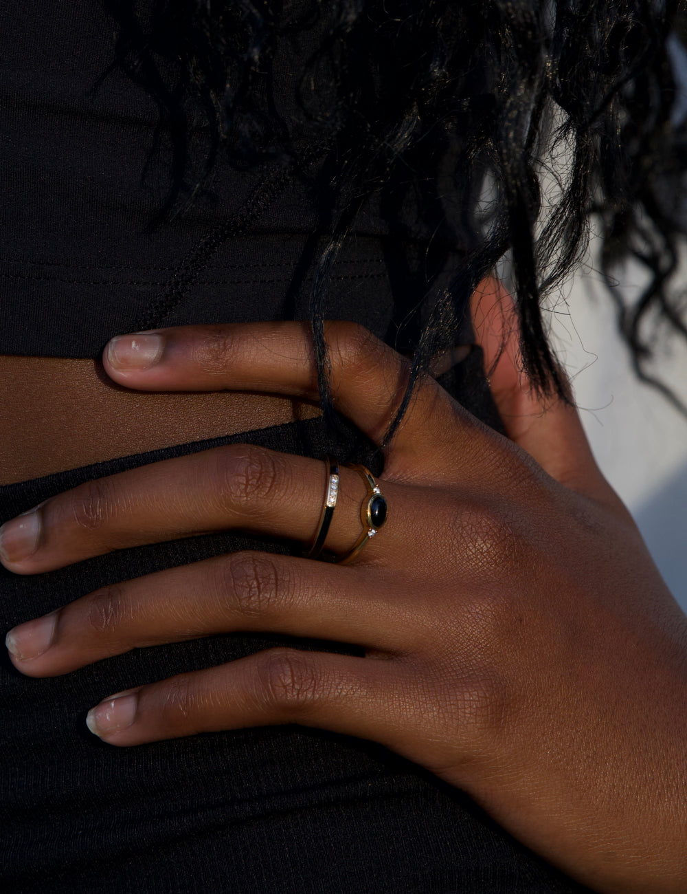 Black Onyx Stacker Ring